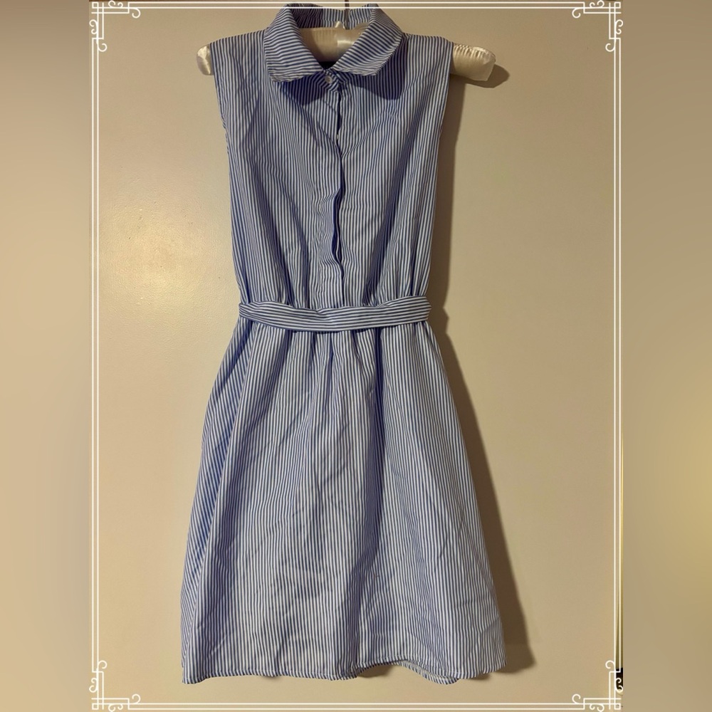 Blue Striped Sleeveless Dress EUC